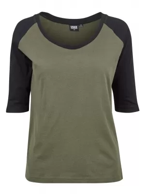 Dámské triko URBAN CLASSICS TB733 OLIVE/BLACK