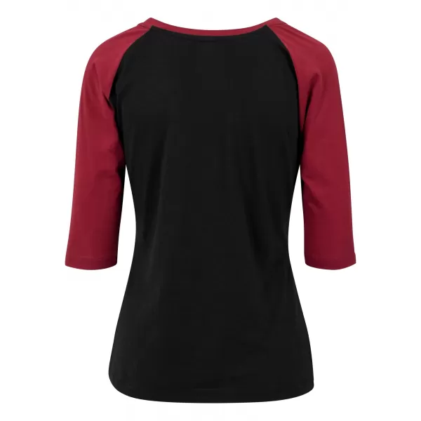 Dámské triko URBAN CLASSICS TB733 BLACK/BURGUNDY 