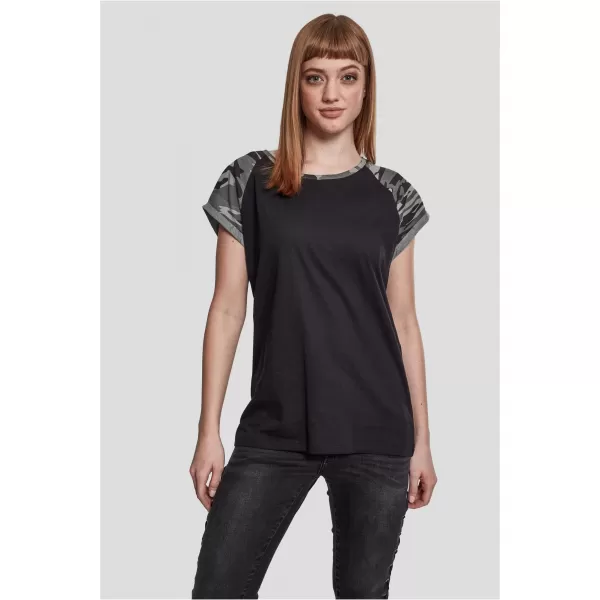  Dámské triko URBAN CLASSICS TB1913 BLACK/DARK CAMO 